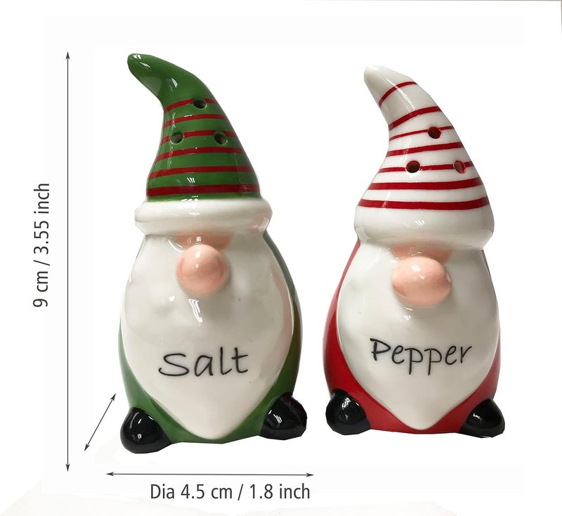 KARALIN Ceramic Salt & Pepper Shaker Sets Holiday Christmas Salt and Pepper Shaker Kitchen Tabletop Accessories Cute Farmhouse Design Family Gifts with Gift Box (Red & Green) - Image 2